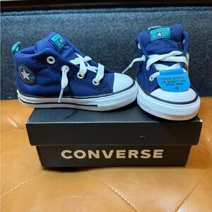 NWT Converse Toddler Navy Mid-Top Sneakers